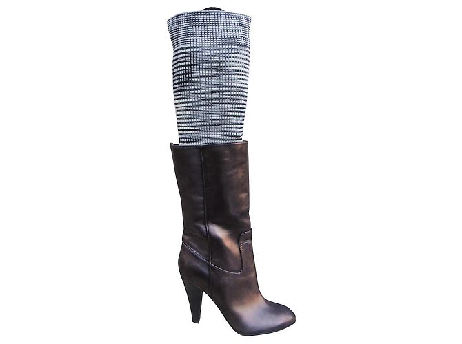 Botas Missoni de couro bronze e malha