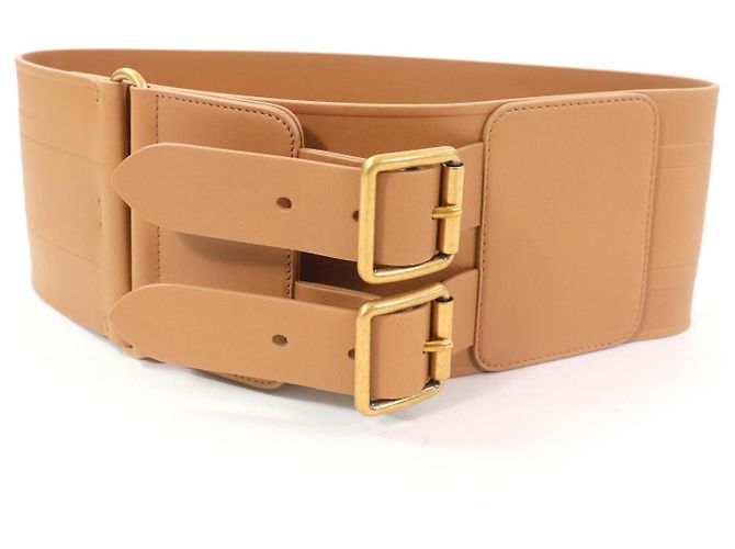 Cinto Maxi Duplo de Couro D-WAIST da Christian Dior Marrom