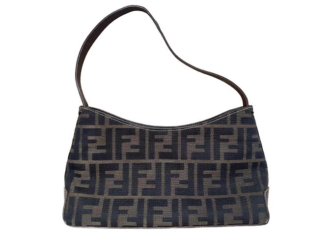 Zucca Sac à main Fendi marron en tissu