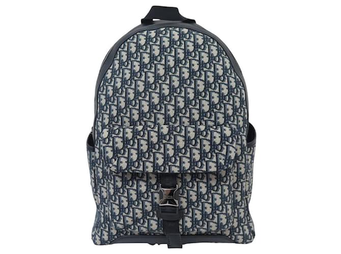NEW CHRISTIAN DIOR EXPLORER OBLIQUE CANVAS BACKPACK 1ESBA012YKY Navy blue Leather  ref.2488213