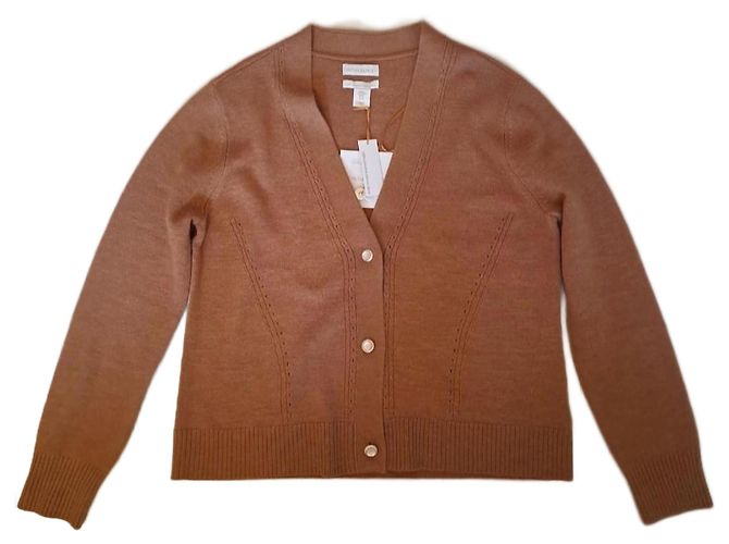 Cynthia Rowley Merinowolle Strickjacke Camel Kamel