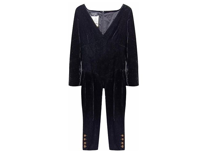 Chanel Collector F/W 1994 Samt-Jumpsuit Schwarz