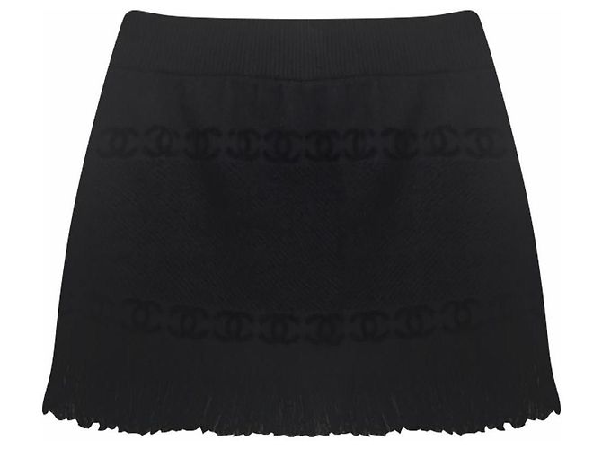 Gonna in spugna nera con logo e frange Chanel & Karl Lagerfeld Nero