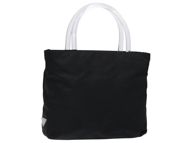 PRADA Borsa a mano in nylon nero argento Auth gh600