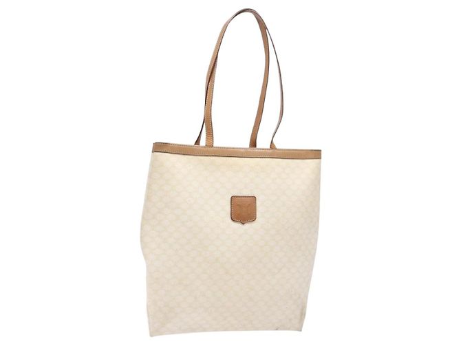 Céline Bolsa tote em lona Macadam CELINE em couro PVC branco e dourado Auth 135197