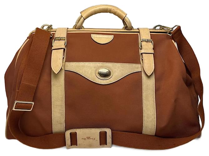 Vintage Dior Duffel bag beige Orange Leather  ref.2488474