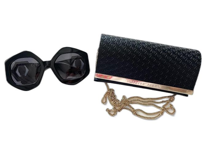 Philipp Plein SPP102S-700 Gafas de sol negras geométricas Negro