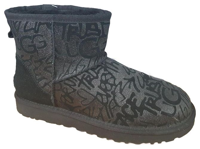 Ugg Sparkle Graffiti Mini Black Glitter
