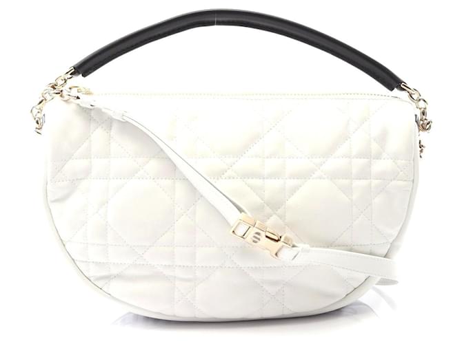 Dior VIBE Medium Hobo Cannage Leather Handbag White Pony-style calfskin  ref.2489286