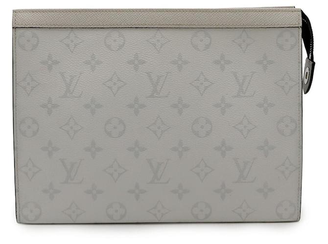 Louis Vuitton Taiga Pochette Voyage MM Clutch White Cloth  ref.2489599