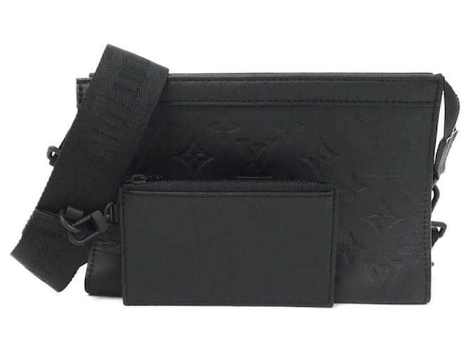 Louis Vuitton Monogram Shadow Gaston Wearable Wallet Calf Shoulder Bag Black Leather  ref.2489822