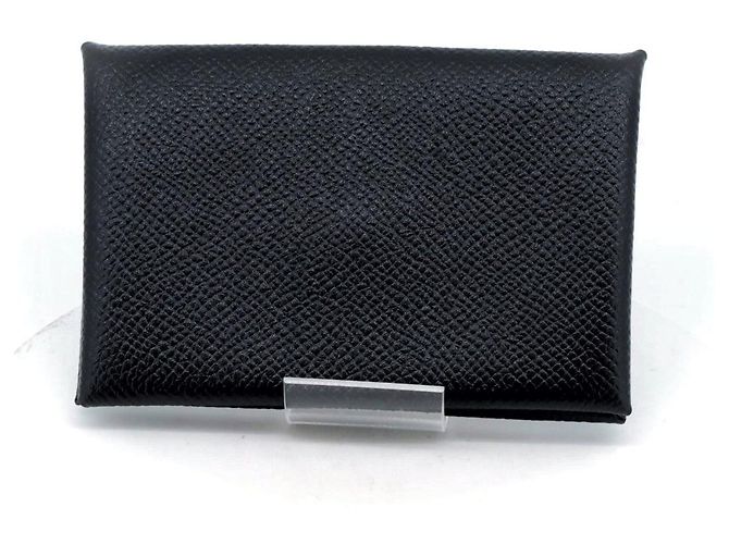 Hermès Hermes Caldy Leather Card Case Black