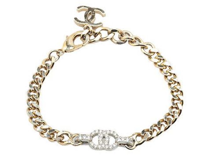 Timeless Bracciale in strass Chanel Coco Mark Argento Metallico