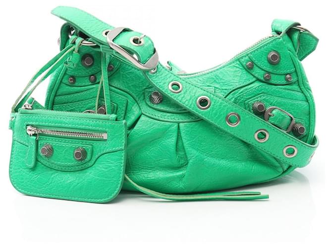 Everyday Balenciaga LE CAGOLE Leather Shoulder Bag Green  ref.2490807