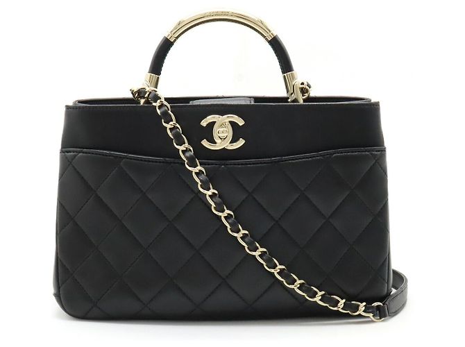 Chanel Matelassé Coco Mark Lederhandtasche Schwarz
