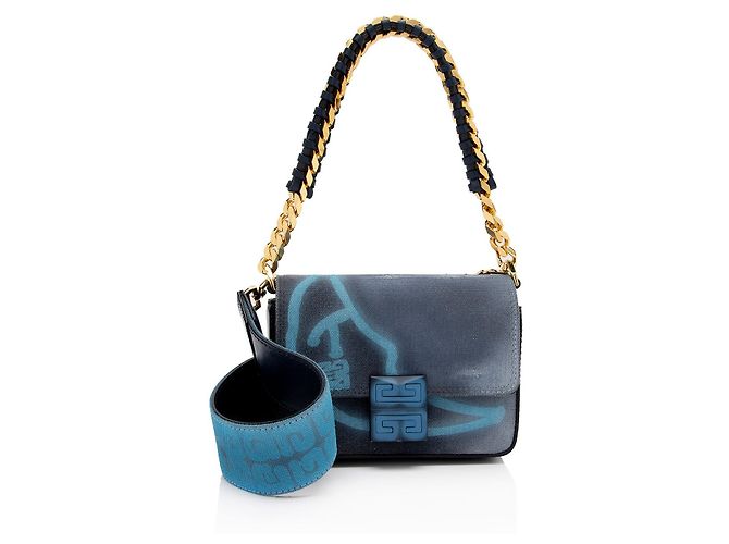 Givenchy x Chito Graffiti Effect Canvas 4G Small Shoulder Bag Blue