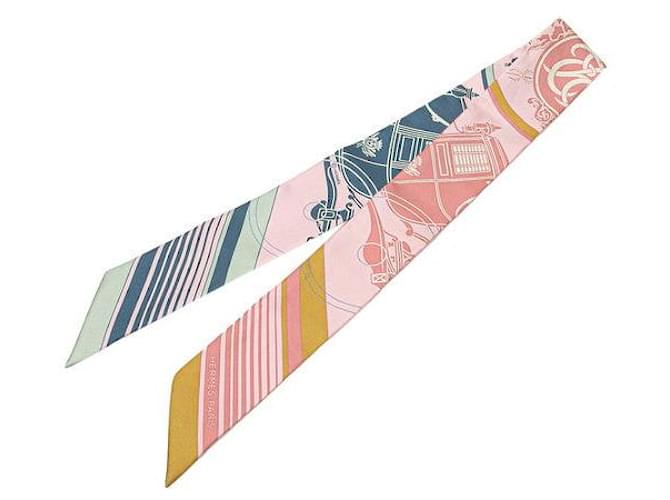 Écharpe en soie EX-LIBRIS d'Hermès Rose  ref.2492224