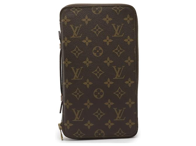 Louis Vuitton Poche Escapade Monogram Clutch Bag Brown Cloth  ref.2492235
