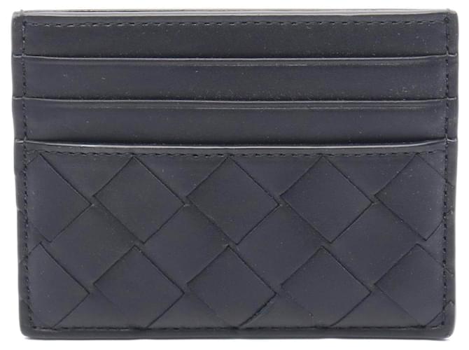 Bottega Veneta Intrecciato Leather Card Case Black Pony-style calfskin  ref.2492414