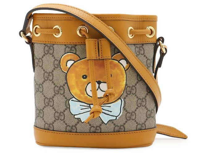 Mini borsa a secchiello Ophidia KAI GG Supreme di Gucci Marrone Beige