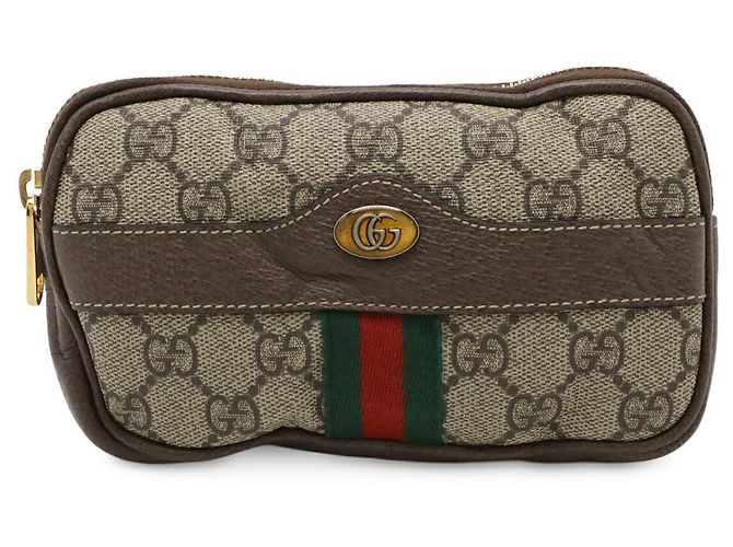 Sac banane Gucci Ophidia GG Supreme en PVC Rouge Beige Vert Marron foncé