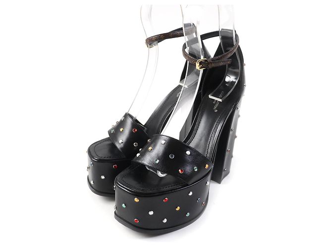Louis Vuitton Absatzsandalen Monogram Schwarz