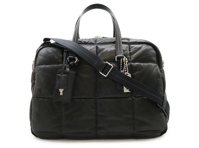 Bolsa de viagem 2 em 1 em couro Nappa Coach Preto