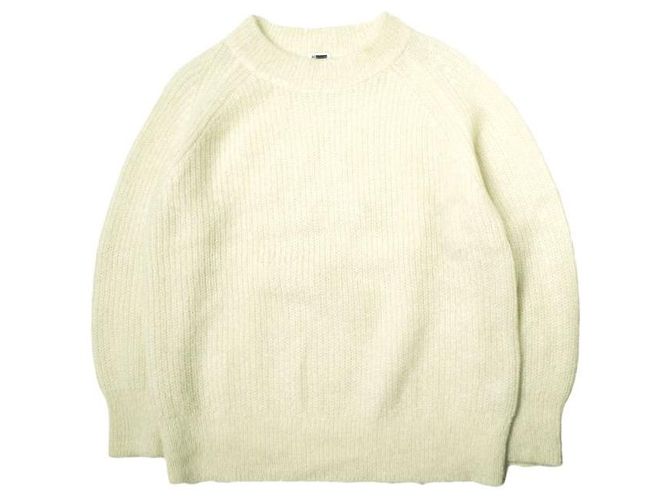 Autre Marque H BEAUTY&YOUTH Mohair-Pullover mit Rundhalsausschnitt Weiß Roh