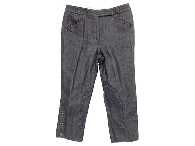 Hermès Hermes CIRQUE MOLIER Silk Denim Pants Blue Navy blue  ref.2492780