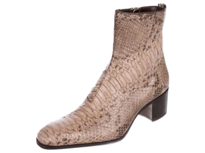 Yves Saint Laurent Saint Laurent Paris - Johnny 65 Ankle Boots in Genuine Python Beige