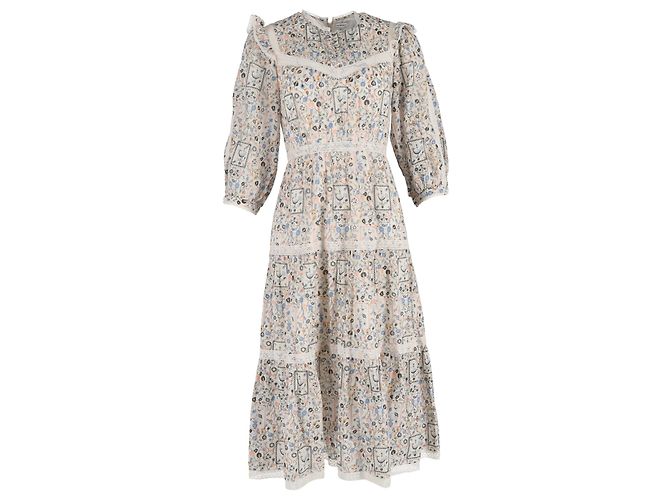 Abito Midi Stampato Gardenia Vilshenko in Cotone Multicolore