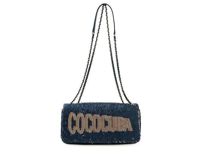 Sac à épaule en cuir à sequins COCOCUBA de Chanel Bleu