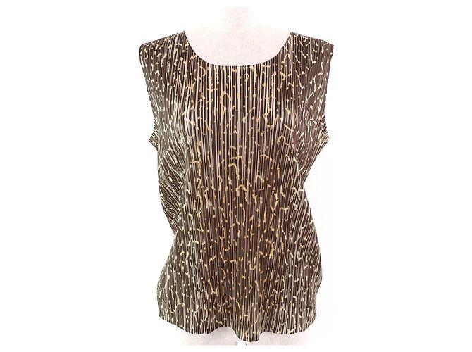 Issey Miyake Tanktop PLEATS PLEASE Braun Beige
