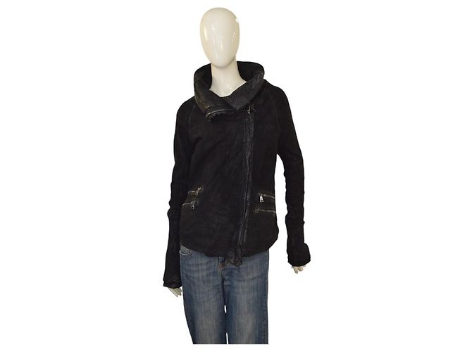 Autre Marque Giorgio Brato Bikerjacke aus schwarzem Wildleder