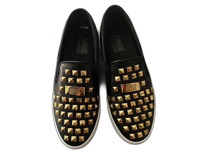 Just Cavalli Black Leather Flats