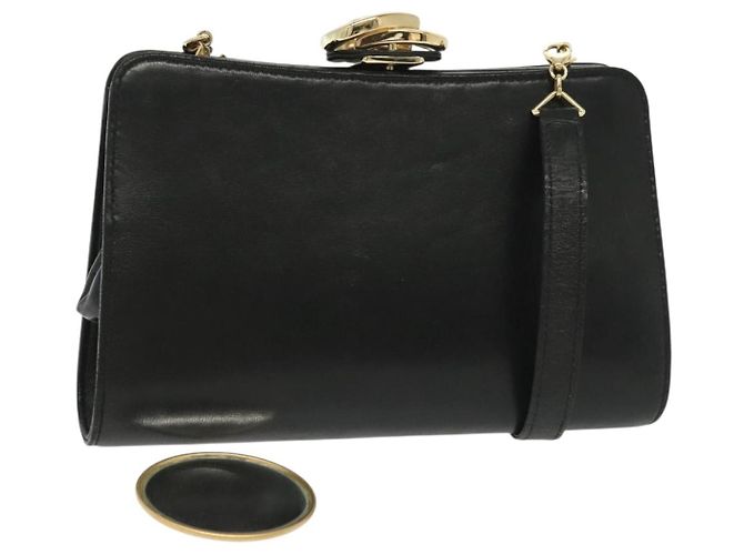 Bolsa de Ombro de Couro Preta e Dourada GUCCI 005 406 0284 Auth 135176 Preto Dourado