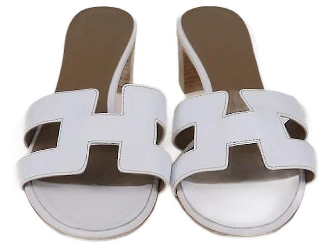 Hermès Hermes White Leather Oasis Sandals