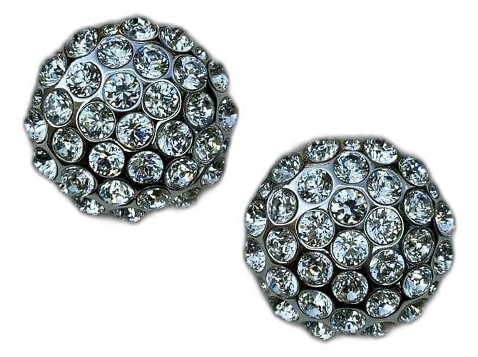 Orecchini a clip Christian Dior Argento e Strass