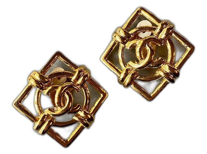 Chanel CC Clip Ohrringe Gold Metall Golden