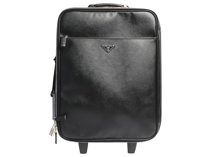 Prada Valigia trolley in pelle Saffiano nera Nero