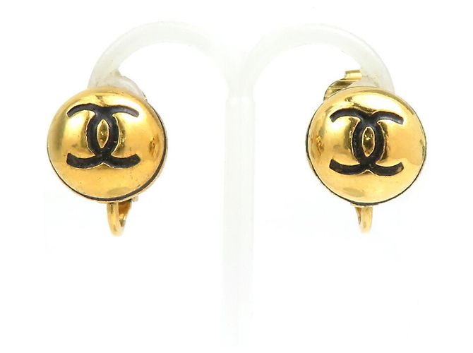 Orecchini a clip Chanel neri e dorati Nero D'oro