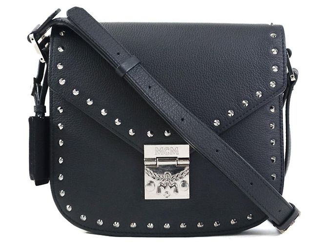 Borsa a spalla in pelle nera MCM Nero