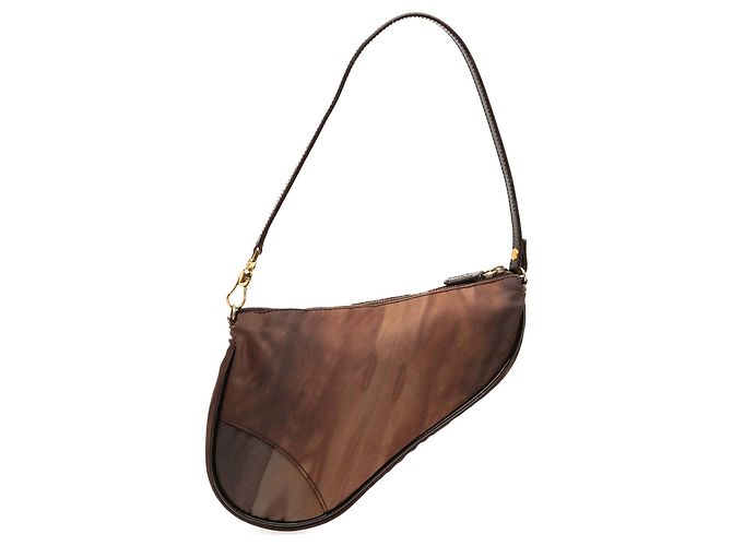 Pochete Saddle Mini Impressa em Nylon Marrom Dior