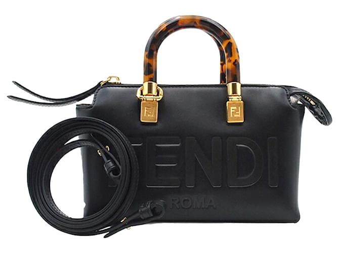 Fendi Black Mini Leather By The Way Satchel Pony-style calfskin  ref.2494870