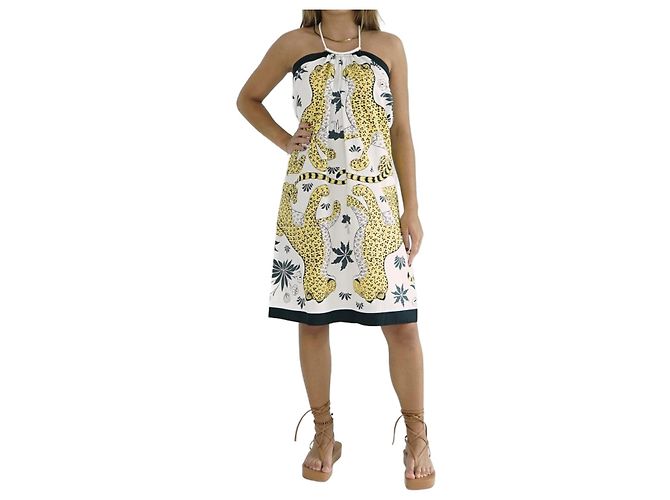 Vestido Hermès Les Leopards de popelina de algodón Multicolor