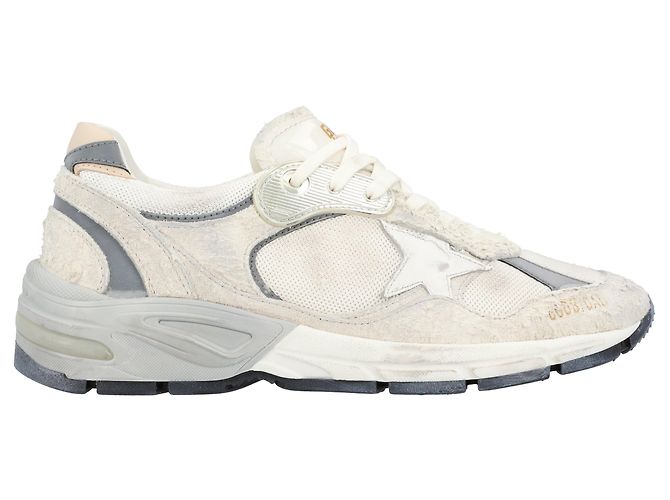 Baskets de course Dad en cuir doré Golden Goose Gris