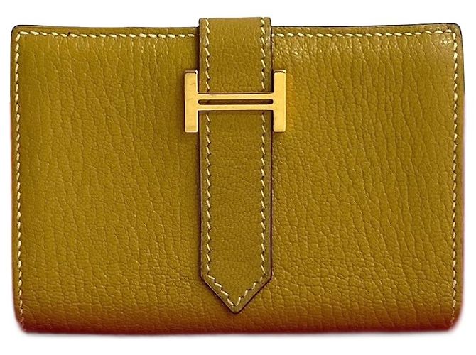 Hermès Hermes Béarn Mini Chevre Card Case Yellow