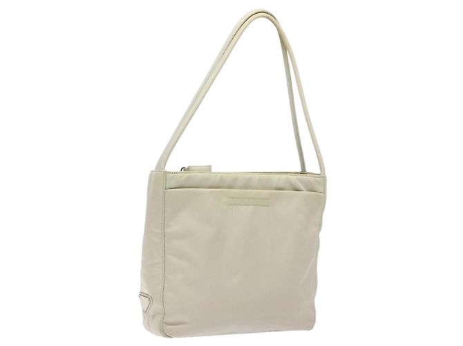 Bolsa Tote Prada em Nylon Branco Prata Auth bs28890