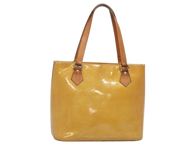 LOUIS VUITTON Sac à main Monogram Vernis Houston Beige M91004 LV Auth ep10571
