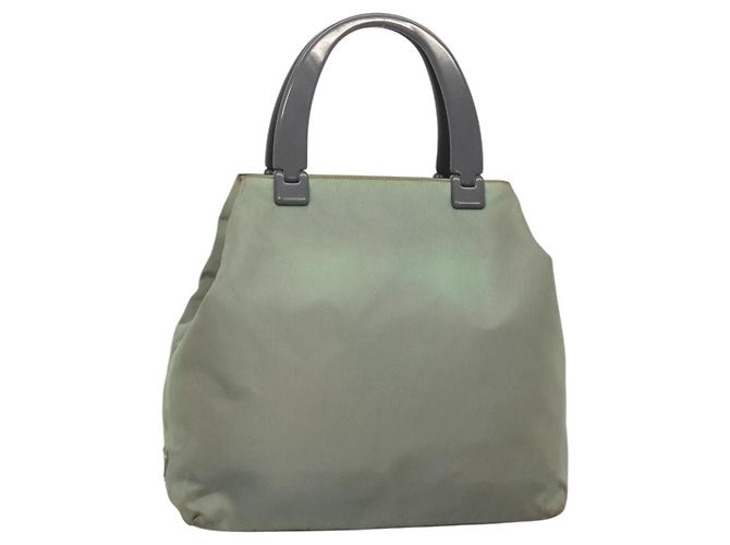 PRADA Bolsa de mão em nylon caqui Auth 140626